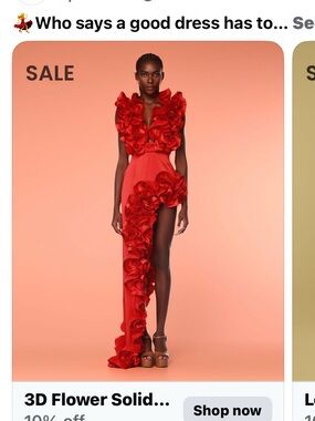 Red High-Low Ruffled Evening Dress